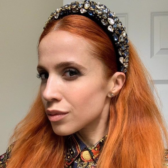 KATE Baroque Crystal Headband BLUE GOLD - Picture 3 of 4